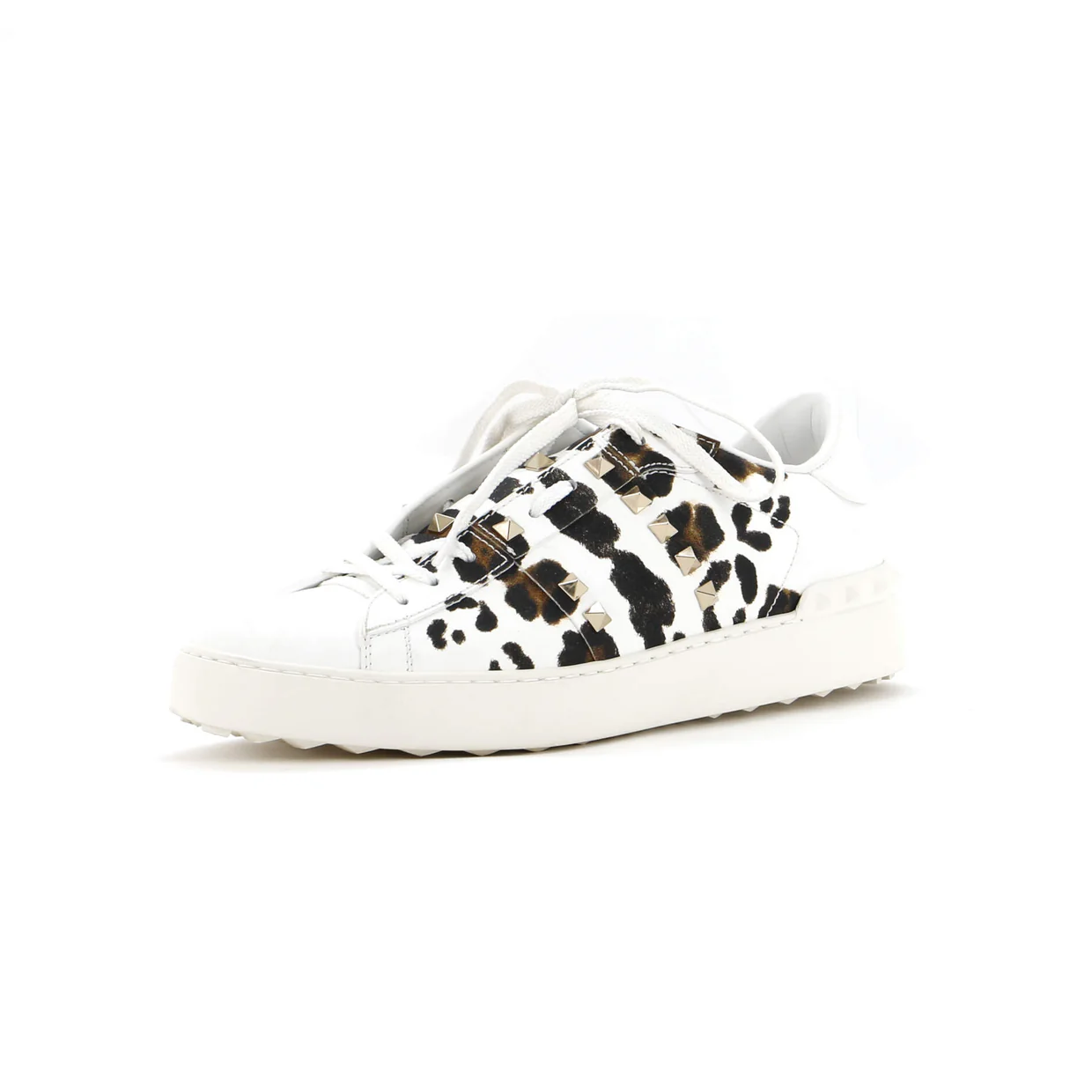 Women's Rockstud Open Sneakers Printed Leather - Deep Luxury