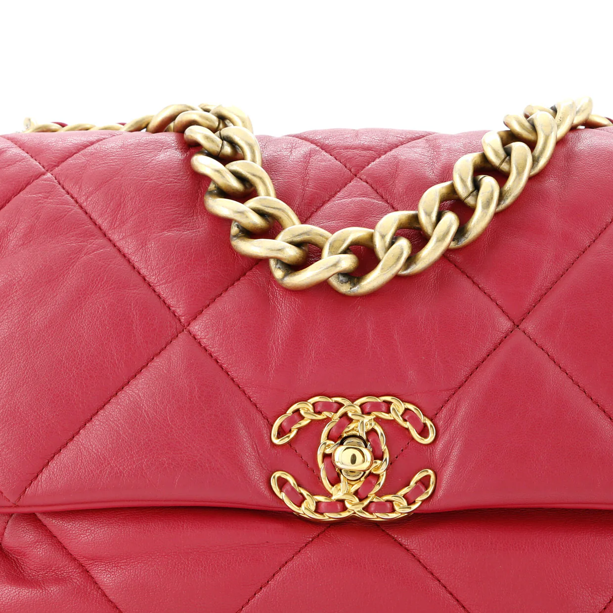 19 Flap Bag Quilted Leather Large - Deep Luxury