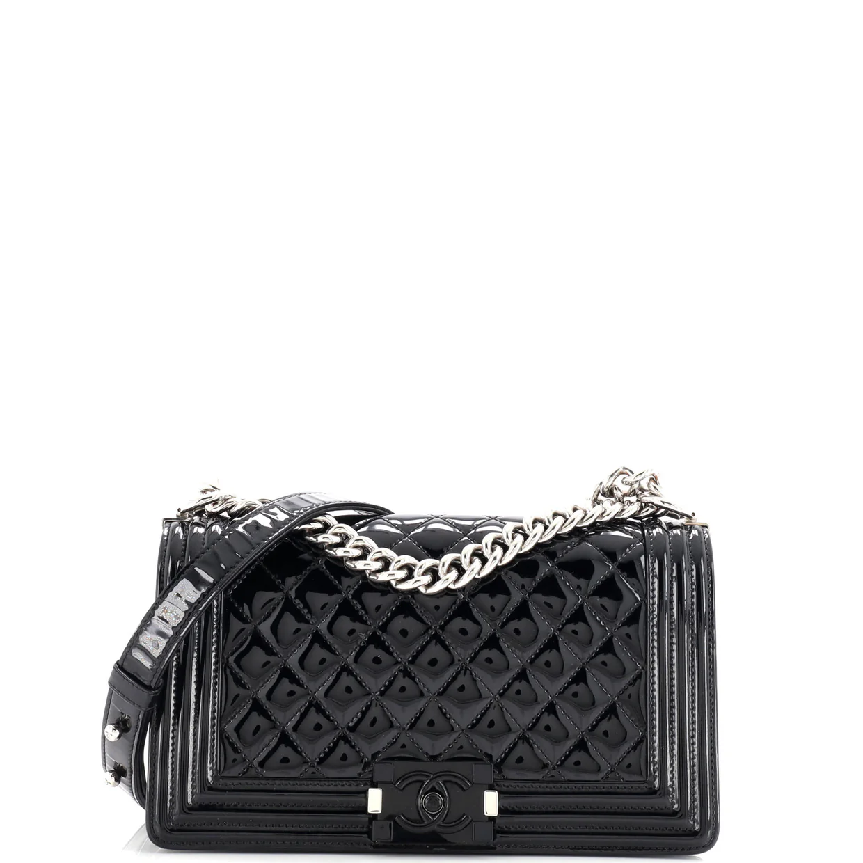 Boy Flap Bag Quilted Plexiglass Patent Old Medium - Deep Luxury