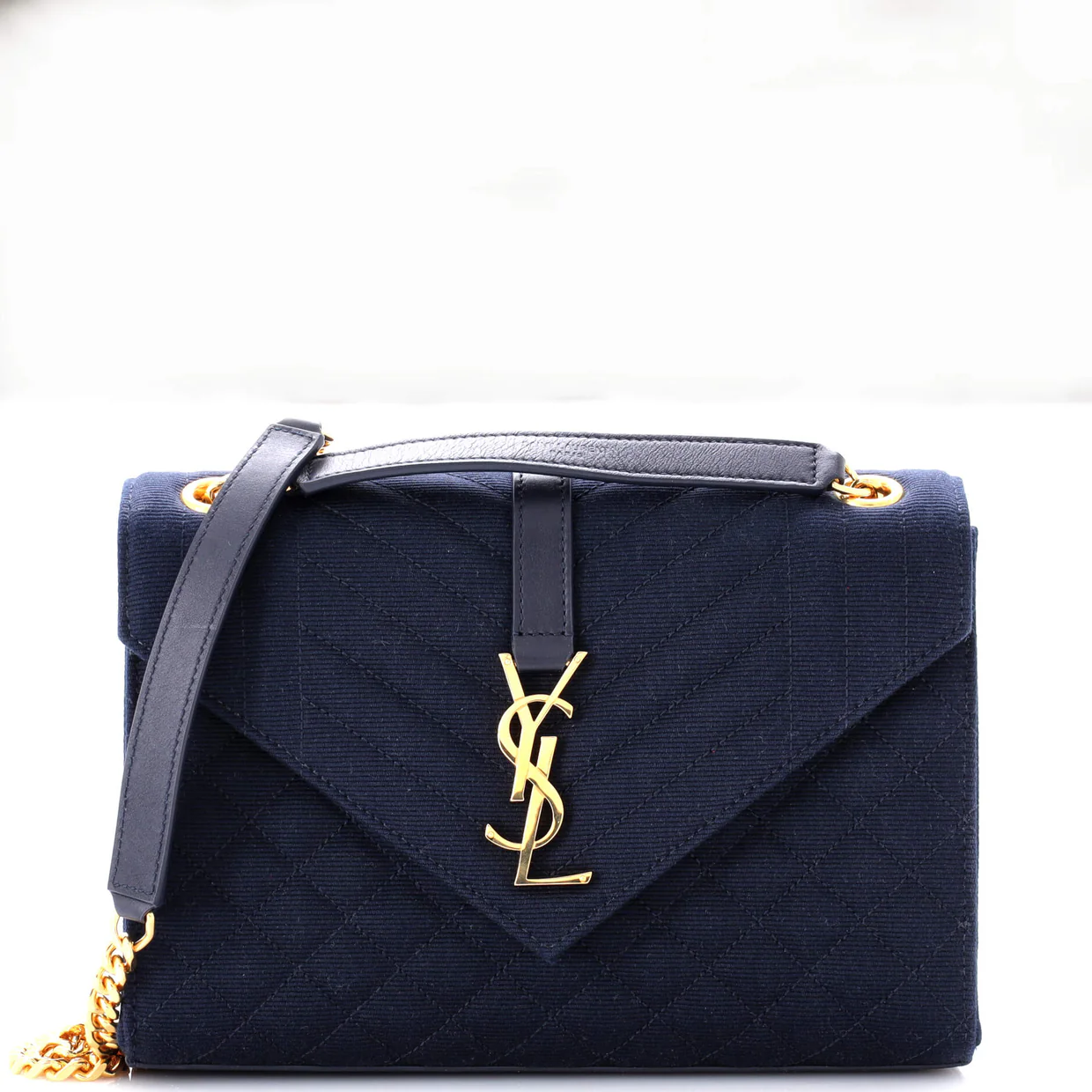 Classic Monogram Envelope Satchel Mixed Matelasse Canvas Medium - Deep Luxury