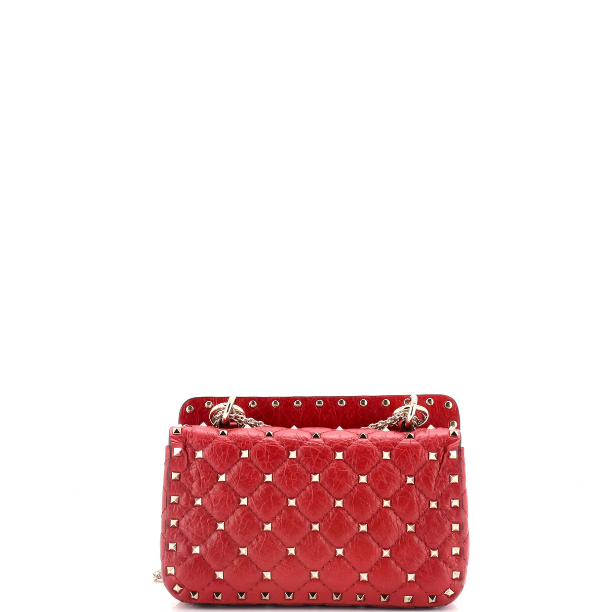 Rockstud Spike Flap Bag Crystal Embellished Quilted Leather Small - Deep Luxury