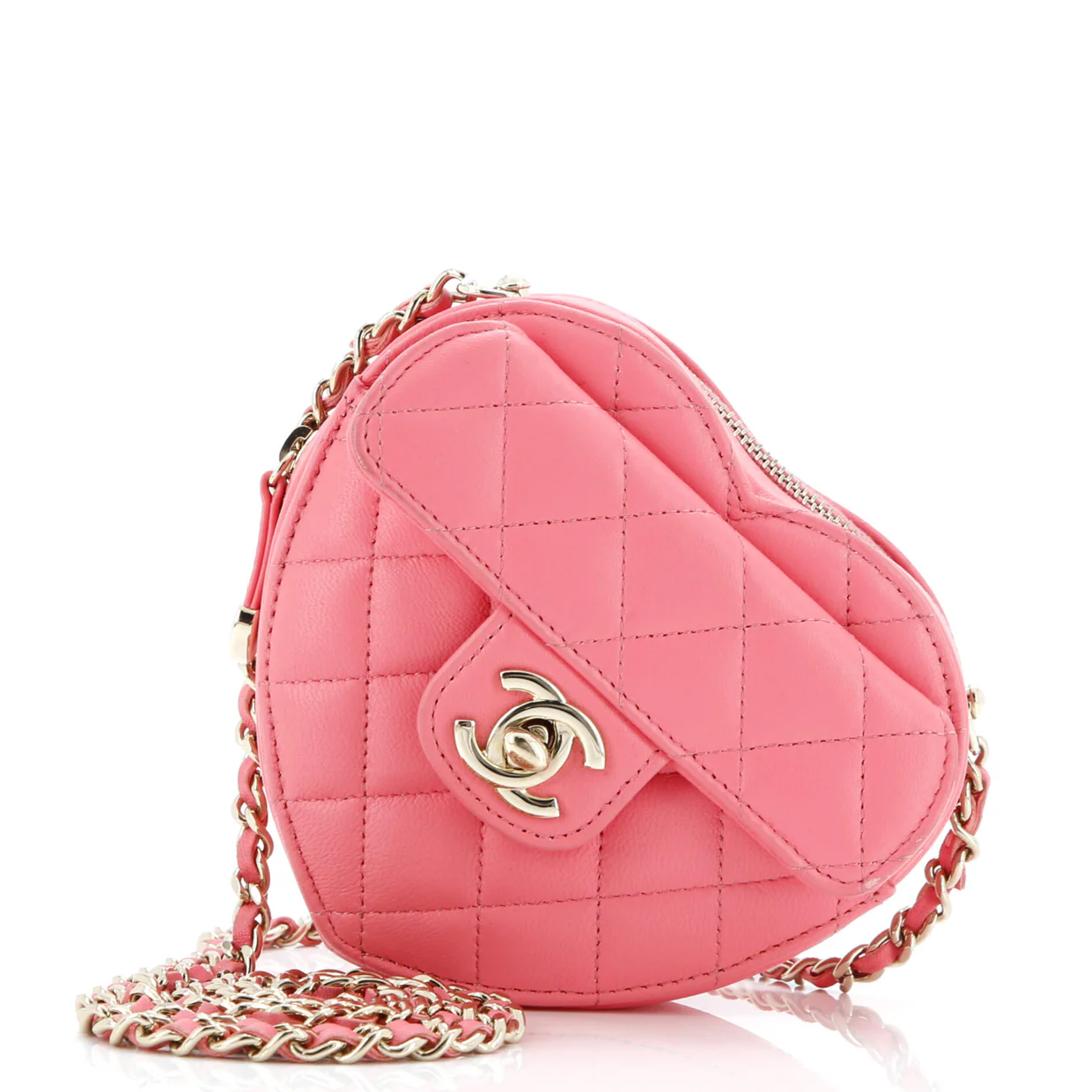 CC in Love Heart Clutch with Chain Quilted Lambskin - Deep Luxury