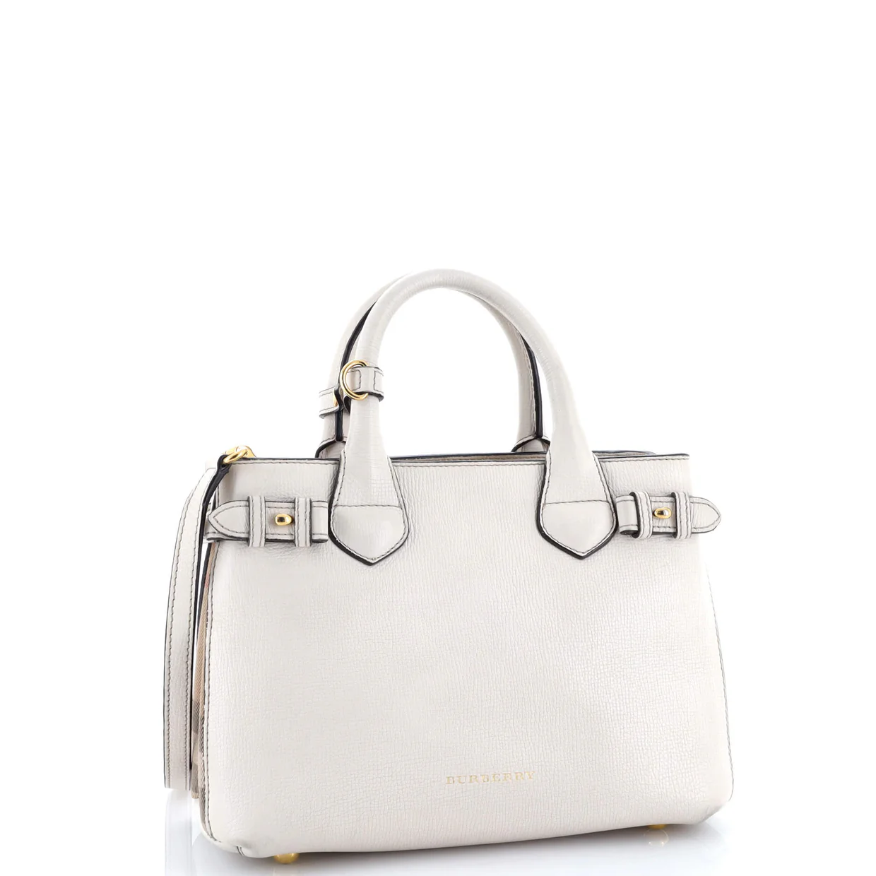 Banner Tote Leather and House Check Canvas Small - Deep Luxury