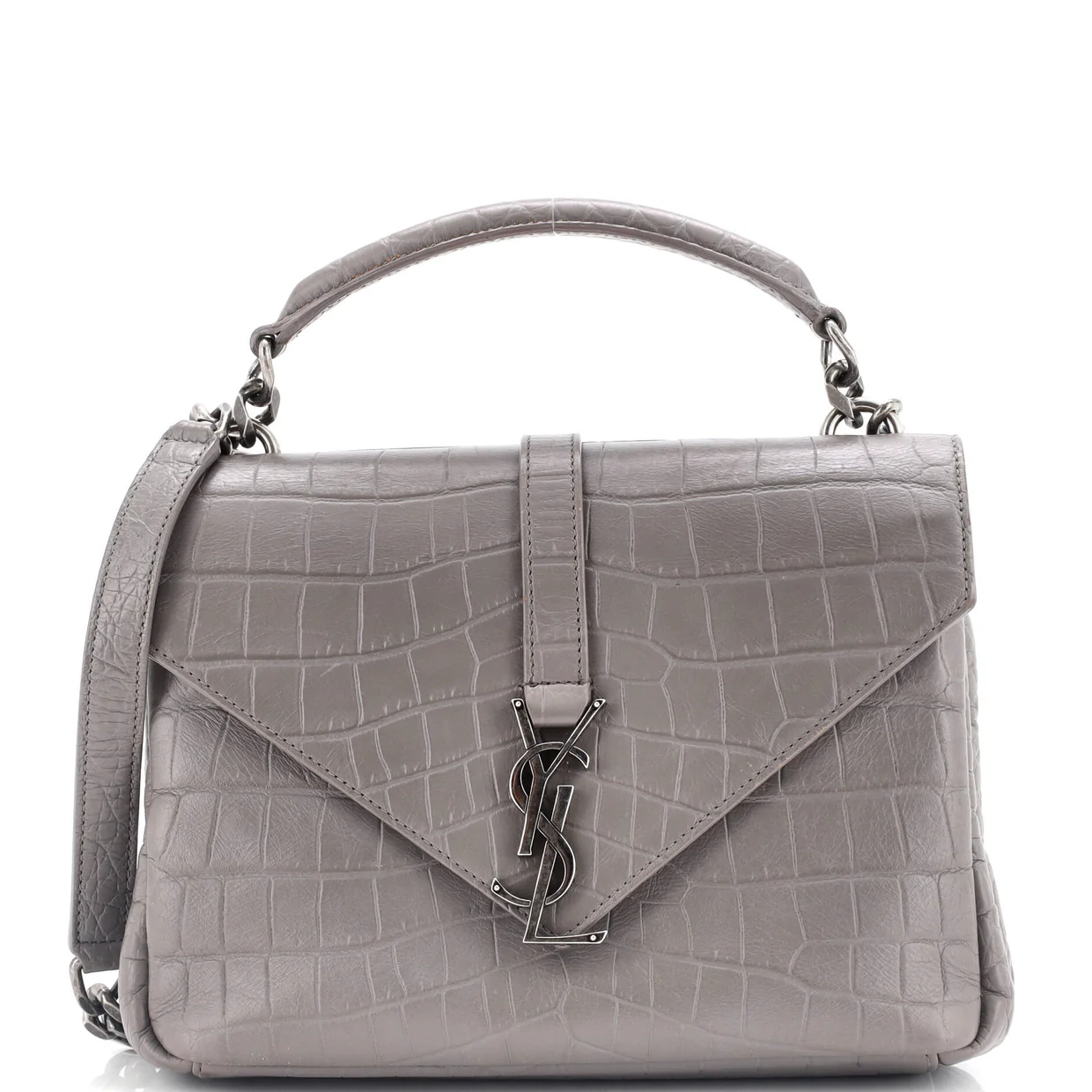 Classic Monogram College Bag Crocodile Embossed Leather Medium - Deep Luxury