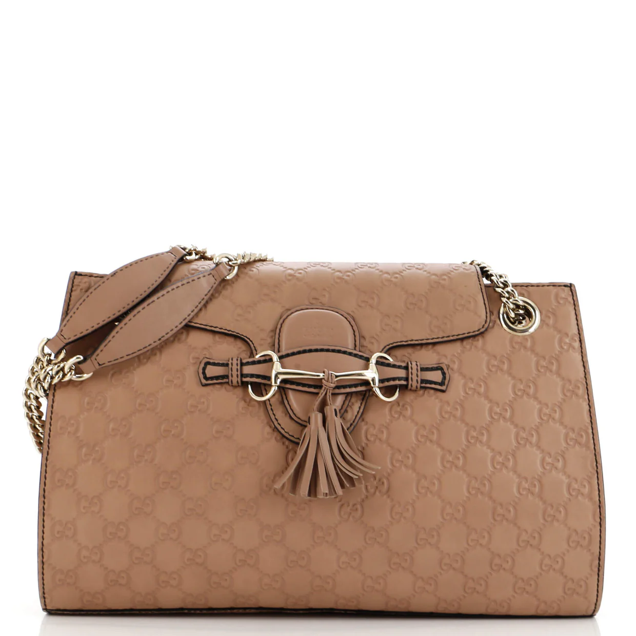 Emily Chain Flap Shoulder Bag Guccissima Leather Large - Deep Luxury