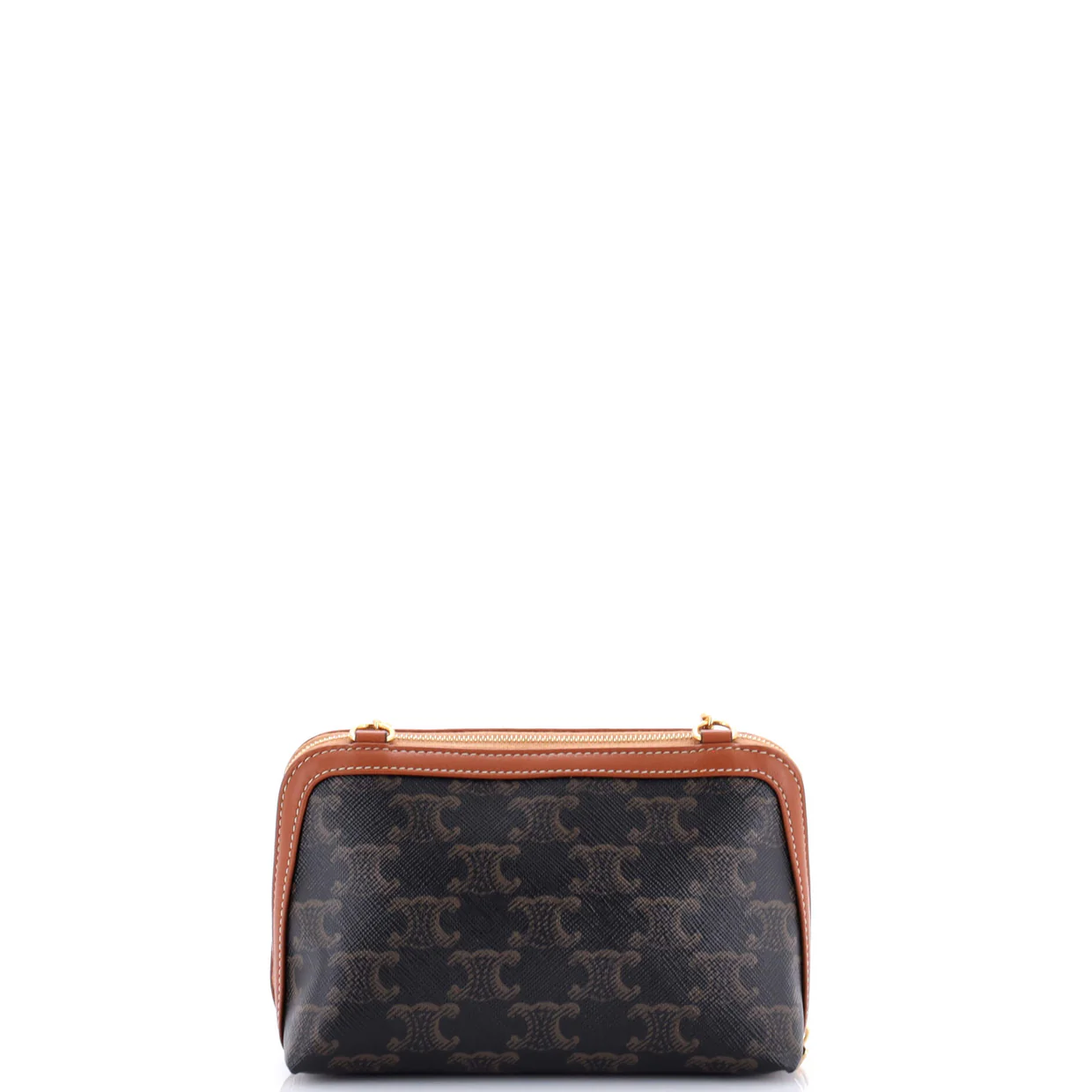 Zip Around Chain Clutch Triomphe Coated Canvas - Deep Luxury
