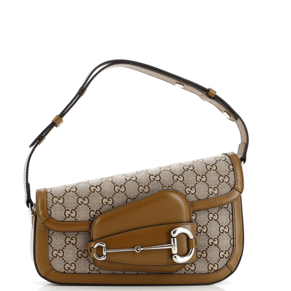 Horsebit 1955 Asymmetric Shoulder Bag GG Canvas with Leather Small - Deep Luxury