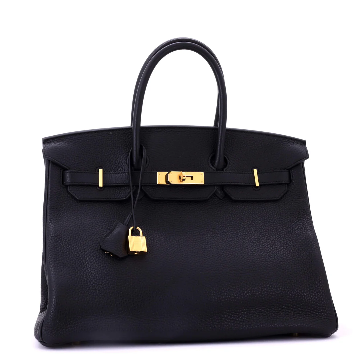Birkin Handbag Noir Clemence with Gold Hardware 35 - Deep Luxury