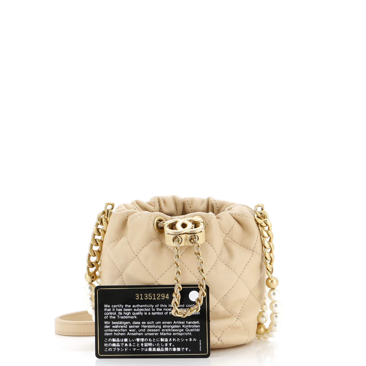About Pearls Bucket Bag Quilted Calfskin Mini - Deep Luxury