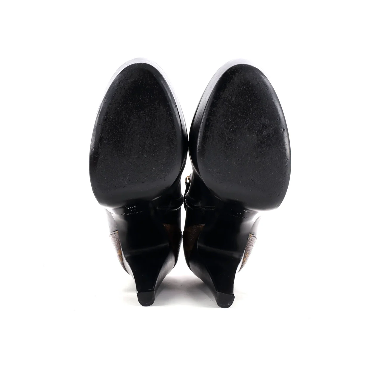 Women's Afterglow Platform Ankle Boots Leather with Monogram Canvas - Deep Luxury