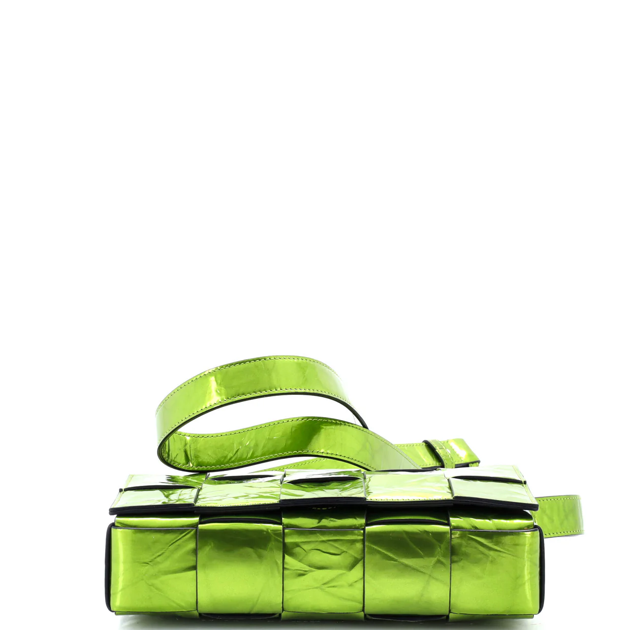 Cassette Crossbody Bag Maxi Intrecciato Crinkled Metallic Leather - Deep Luxury