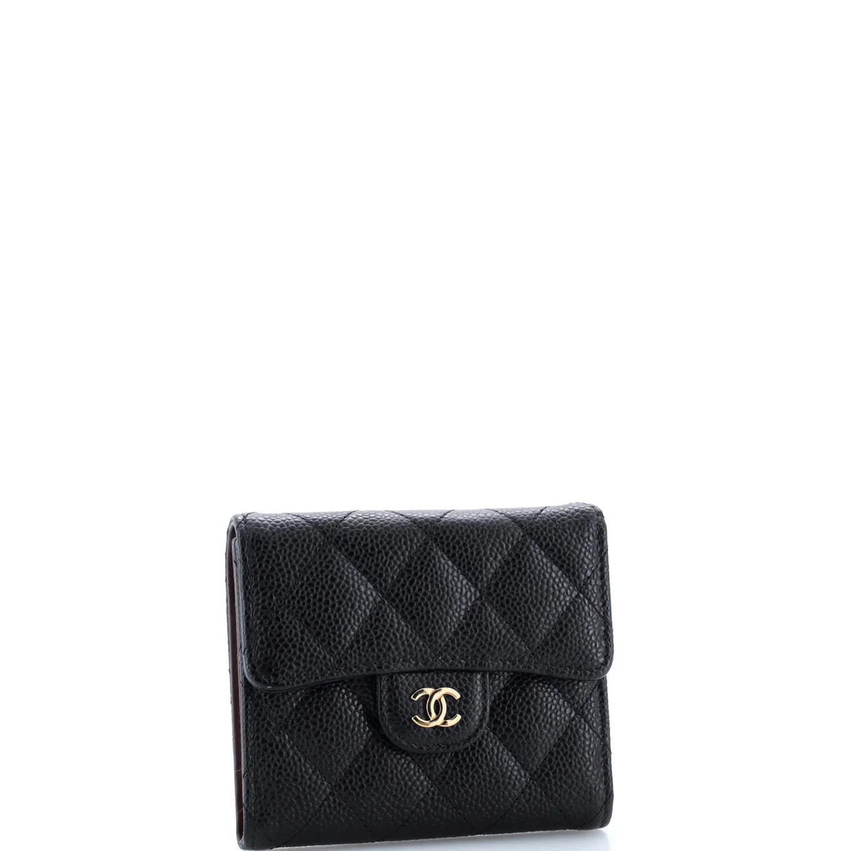 CC Compact Classic Flap Wallet Quilted Caviar - Deep Luxury