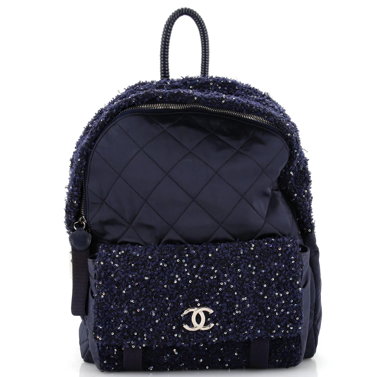 Astronaut Essentials Backpack Quilted Nylon with Tweed Medium - Deep Luxury