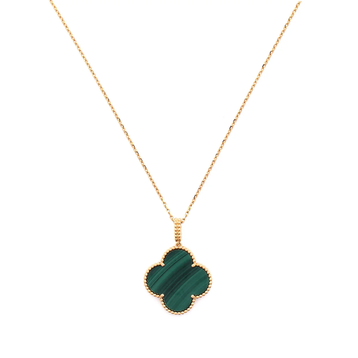 Magic Alhambra Pendant Necklace 18K Yellow Gold and Malachite - Deep Luxury