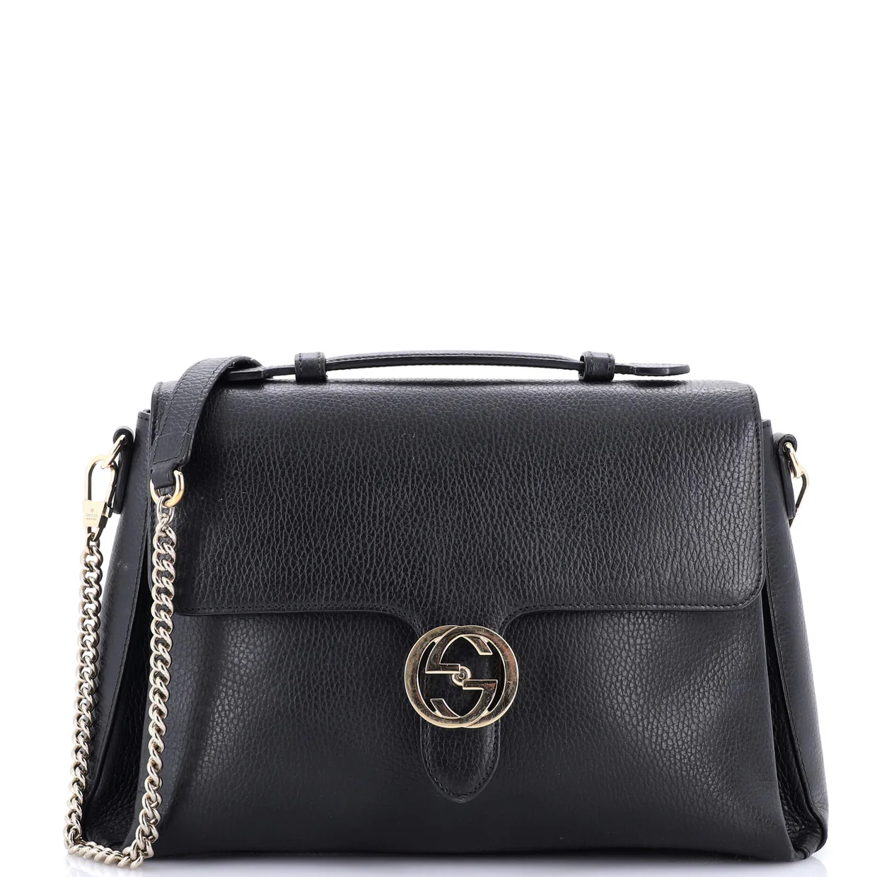 Interlocking Top Handle Bag Leather Medium - Deep Luxury