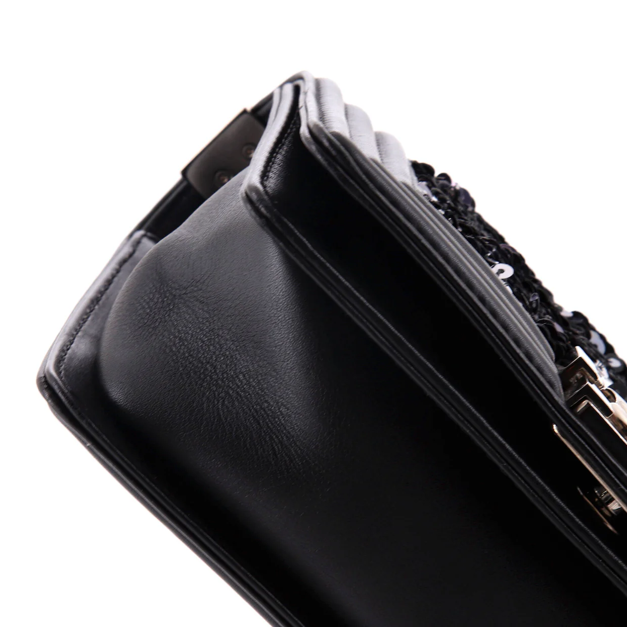 Boy Flap Bag Lambskin with Quilted Tweed and Sequins Small - Deep Luxury