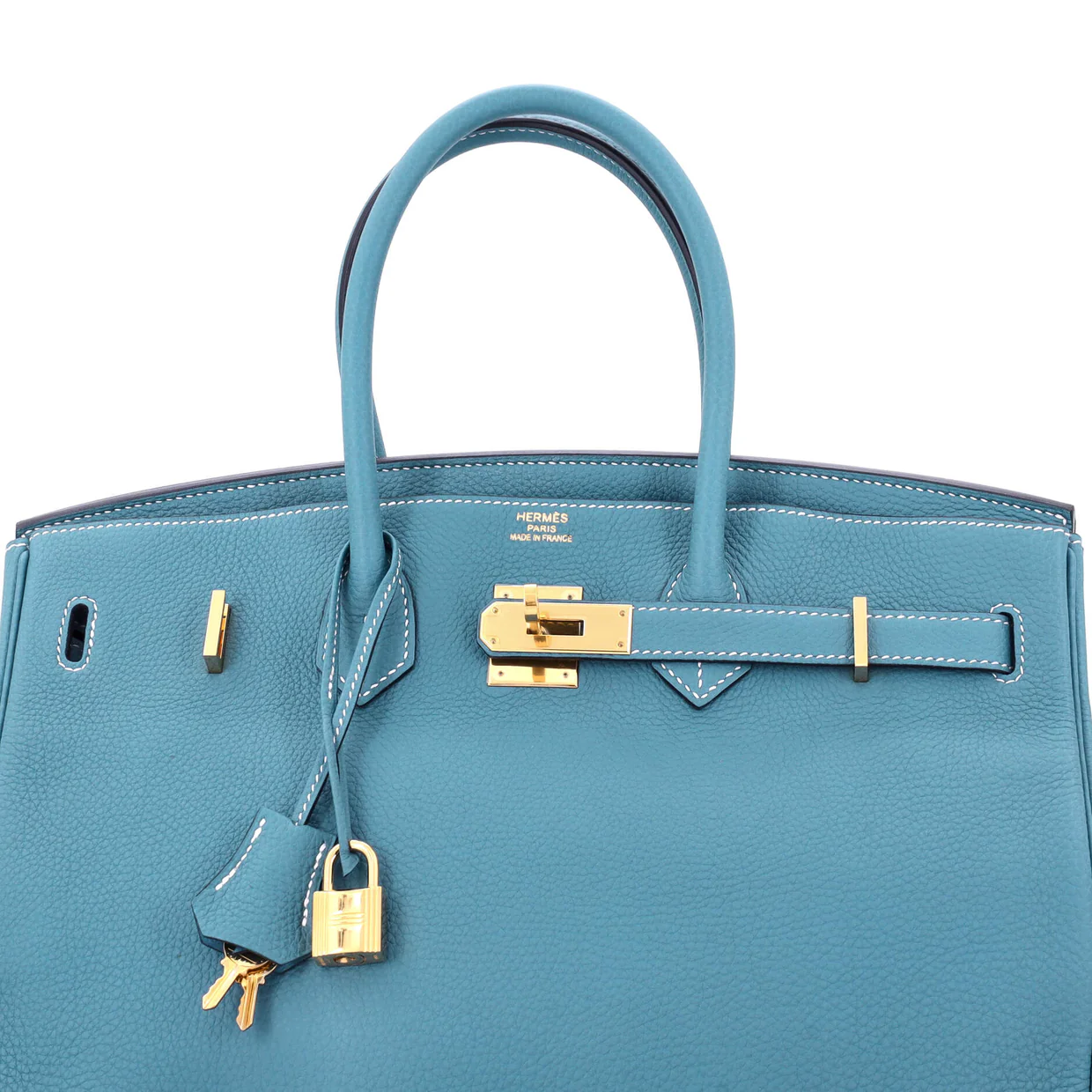 Birkin Handbag Bleu Jean Togo with Gold Hardware 35 - Deep Luxury