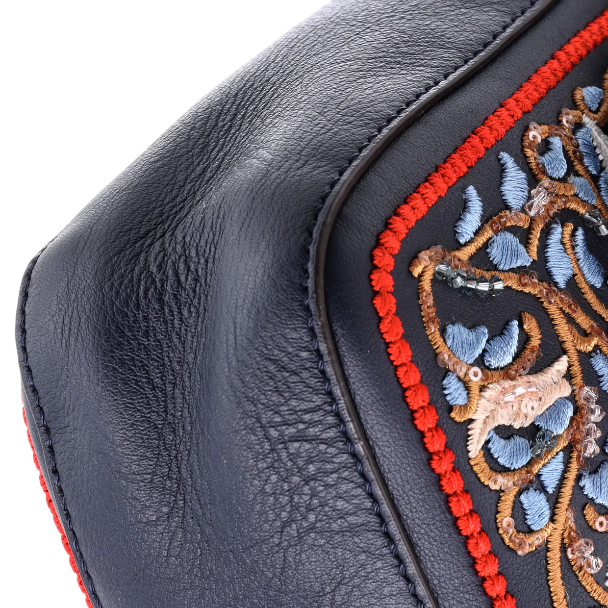 Baguette NM Bag Embroidered Leather and Pequin Nubuck Medium - Deep Luxury
