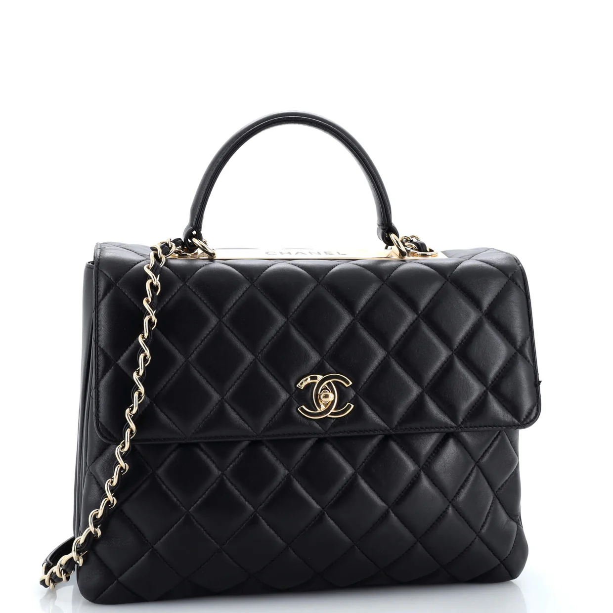 Trendy CC Top Handle Bag Quilted Lambskin Large - Deep Luxury