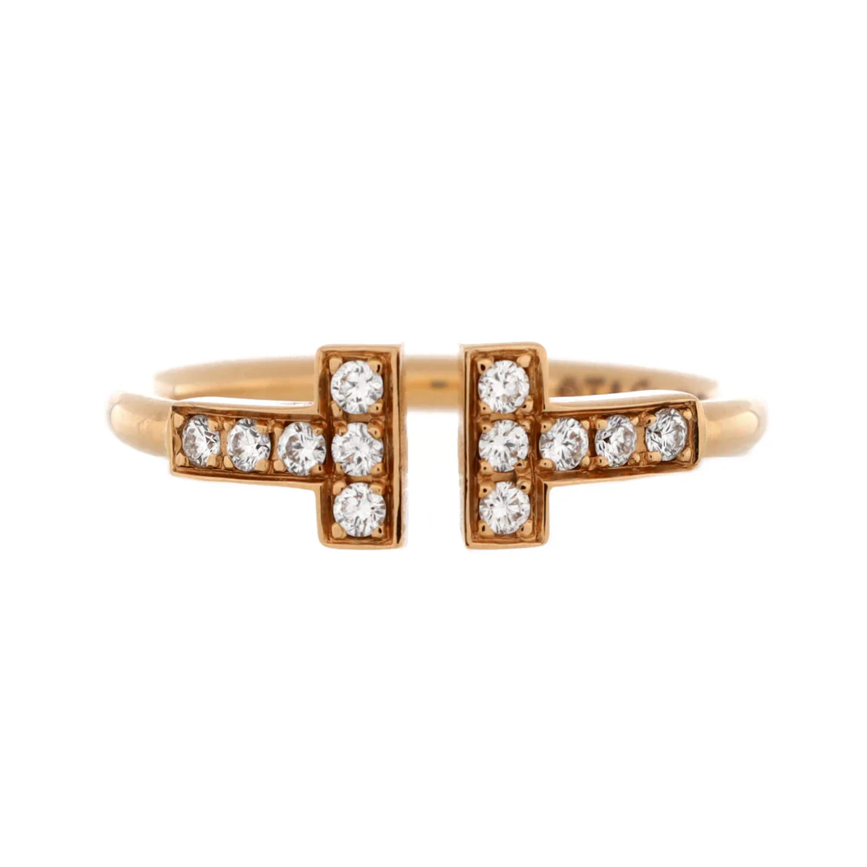 T Wire Ring 18K Rose Gold with Diamonds - Deep Luxury