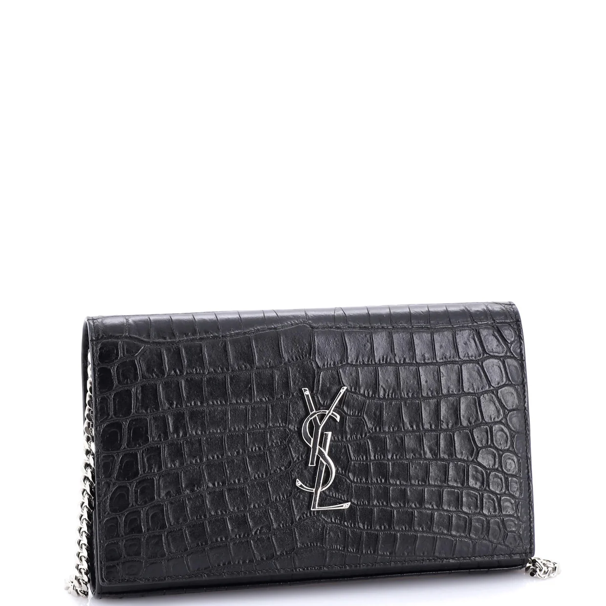 Classic Monogram Wallet on Chain Crocodile Embossed Leather - Deep Luxury