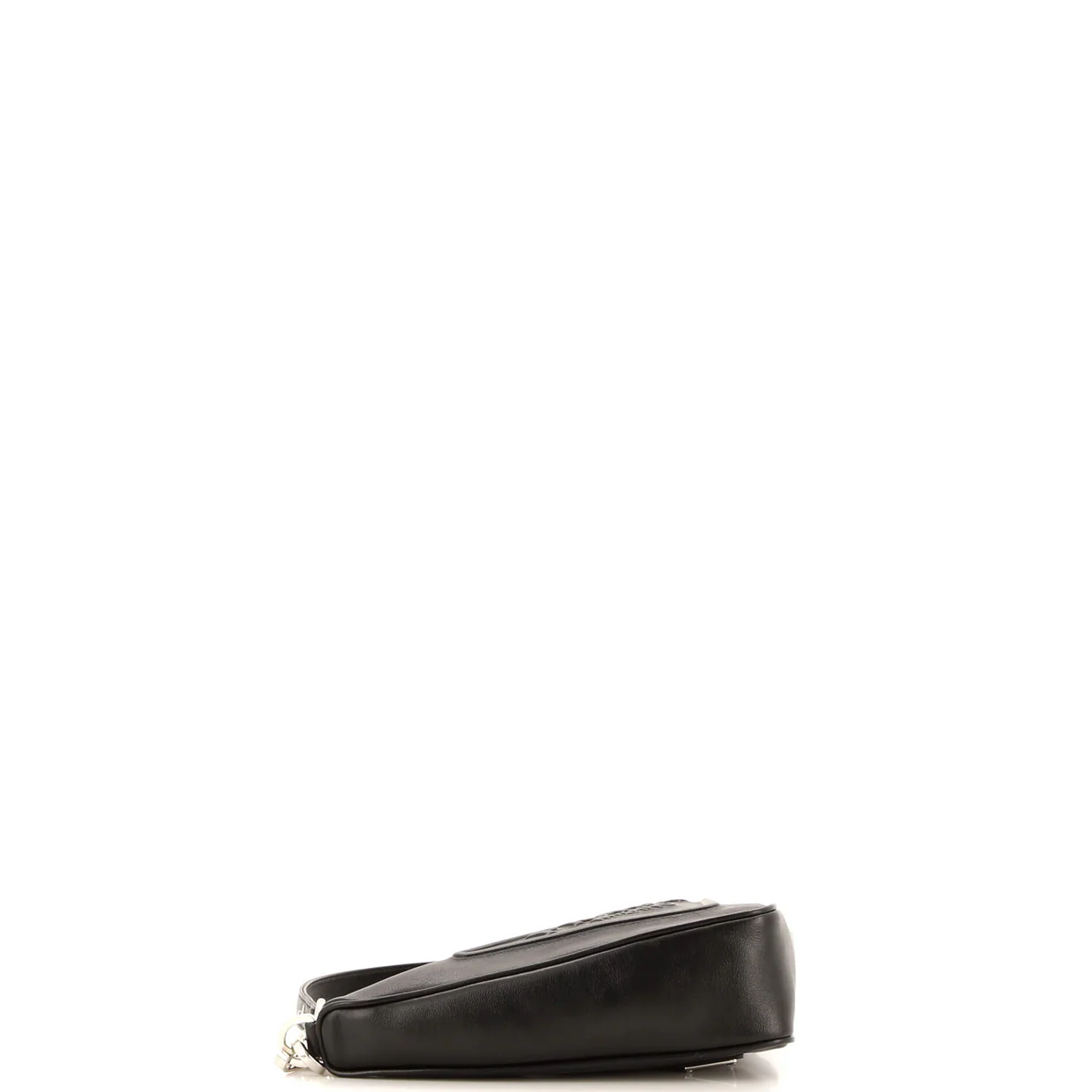 Triangle Logo Zip Chain Crossbody Bag Embossed Leather Small - Deep Luxury