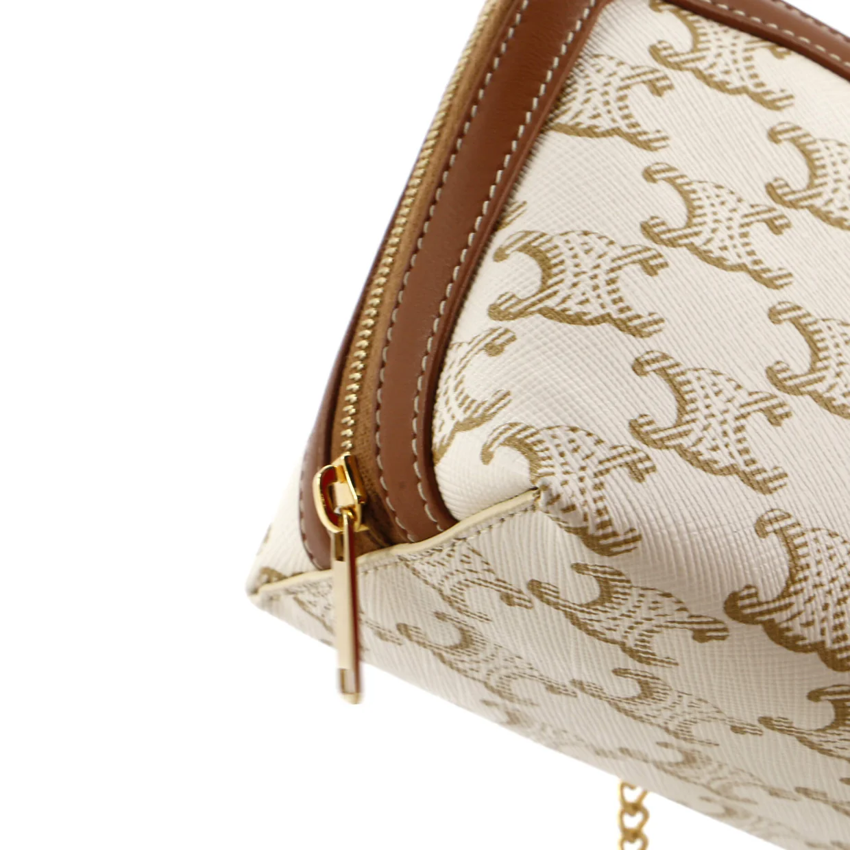Zip Around Chain Clutch Triomphe Coated Canvas - Deep Luxury
