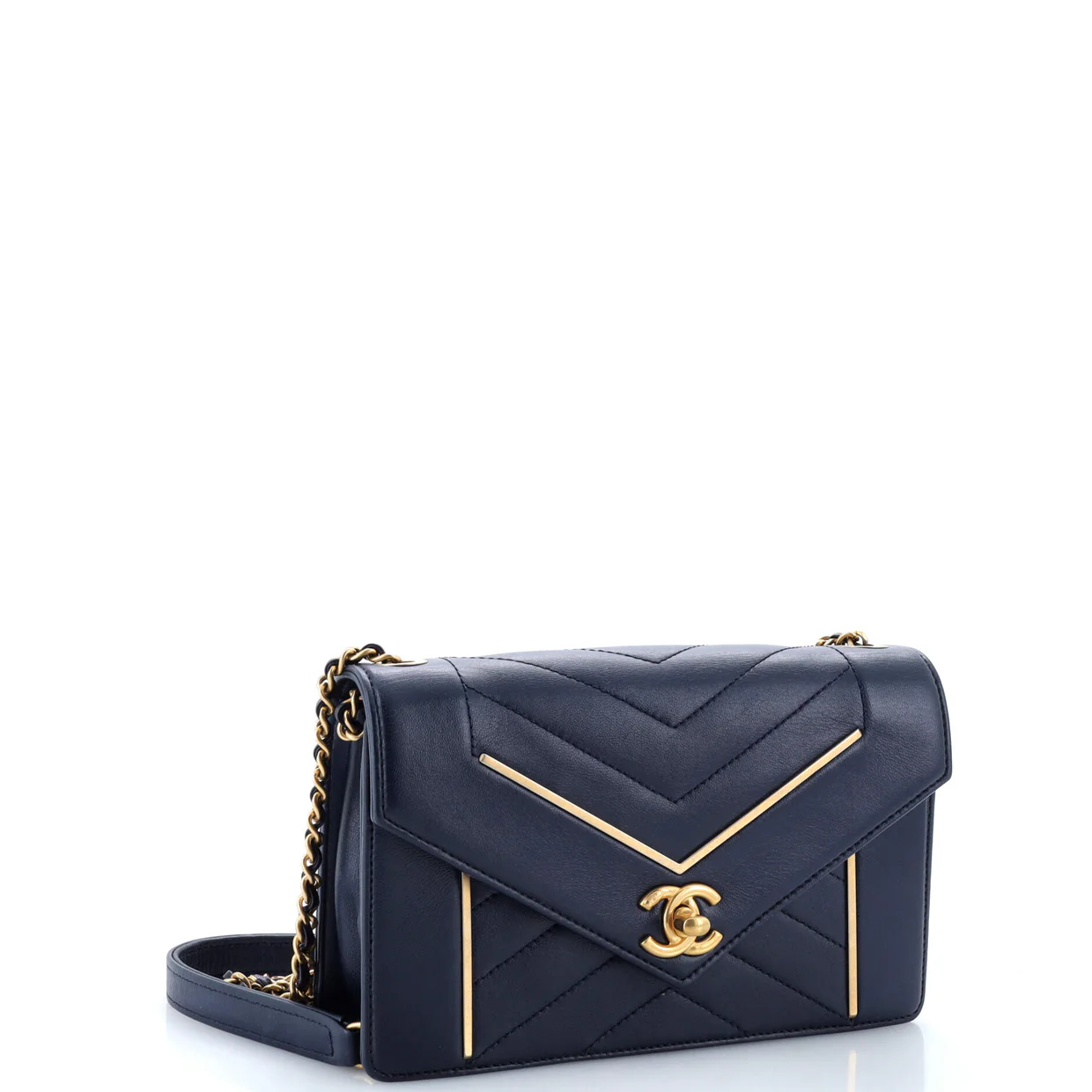 Reversed Flap Bag Chevron Lambskin Medium - Deep Luxury