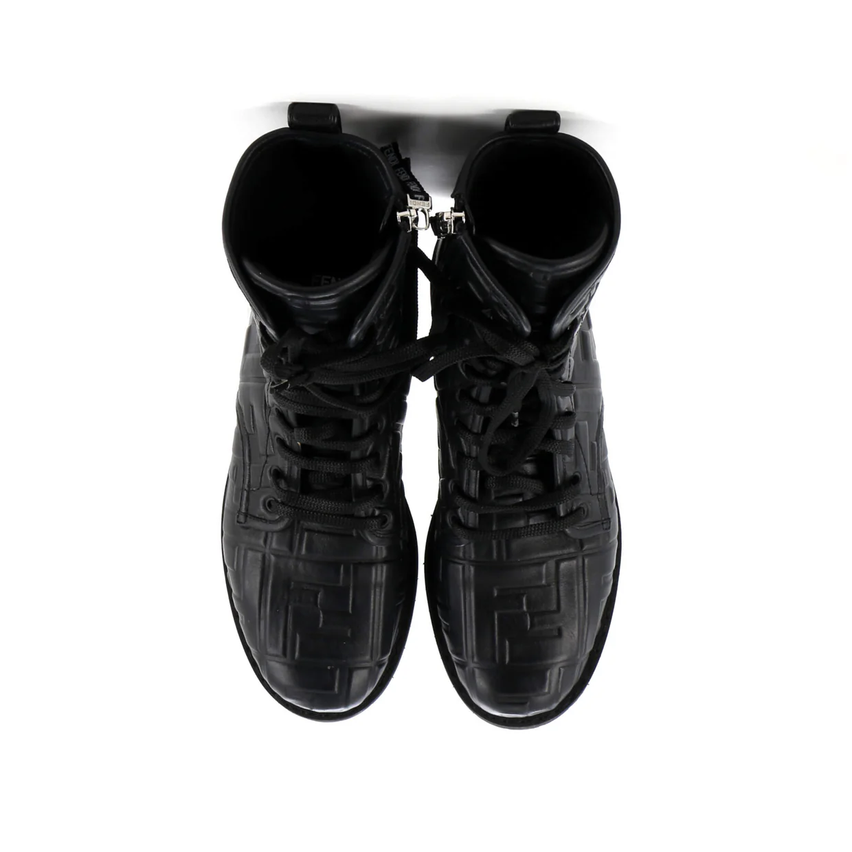 Women's Combat Boots Zucca Embossed Leather - Deep Luxury