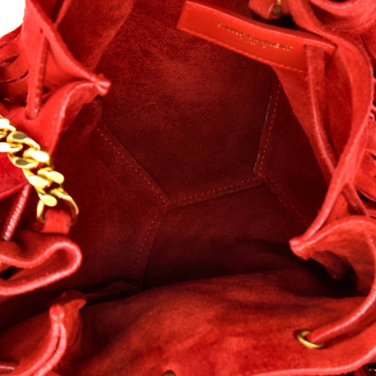 Fringe Monogram Bourse Bucket Bag Leather Mini - Deep Luxury