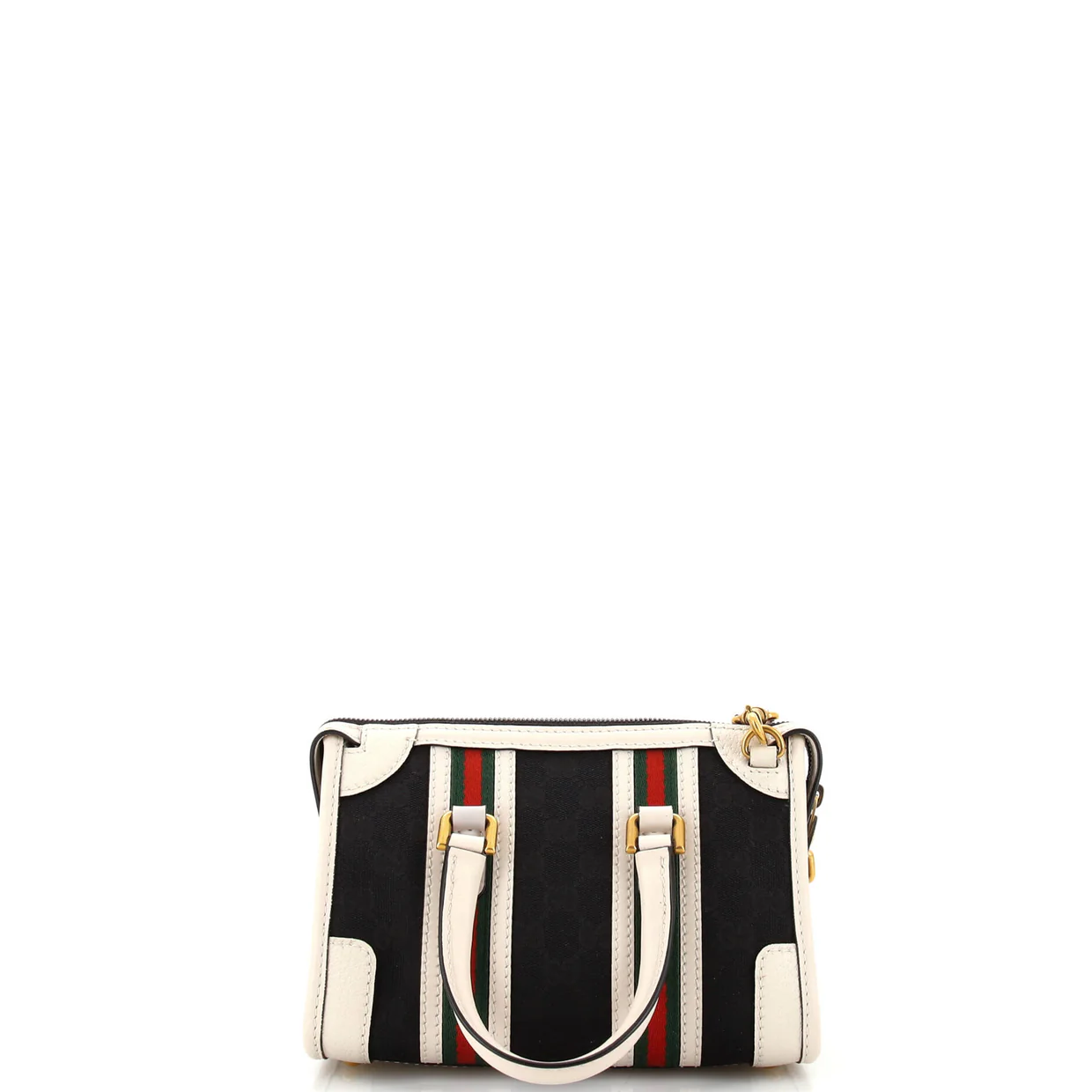 Double G Web Top Handle Bag GG Canvas with Leather Mini - Deep Luxury