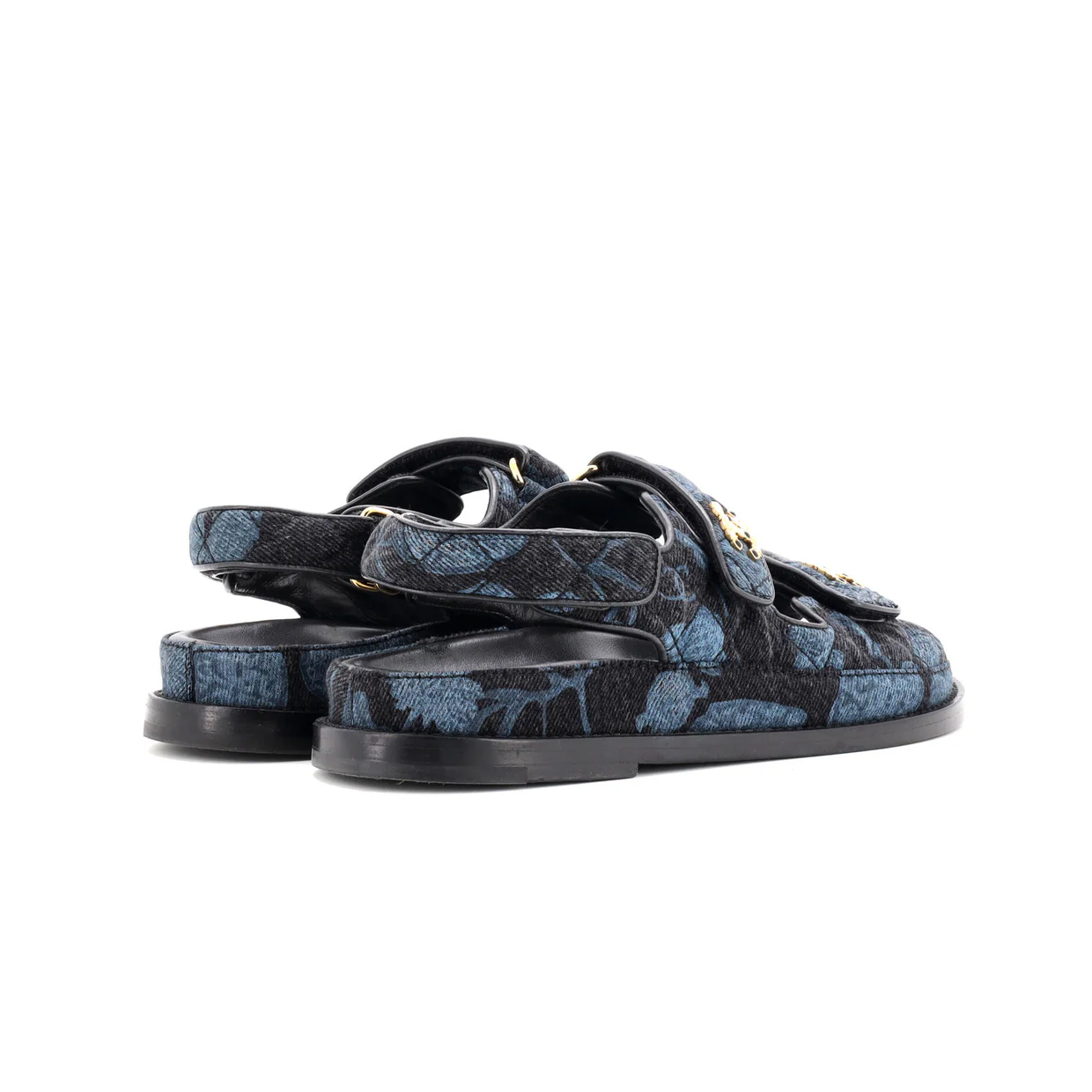 Women's Velcro Dad Sandals Quilted Printed Denim - Deep Luxury