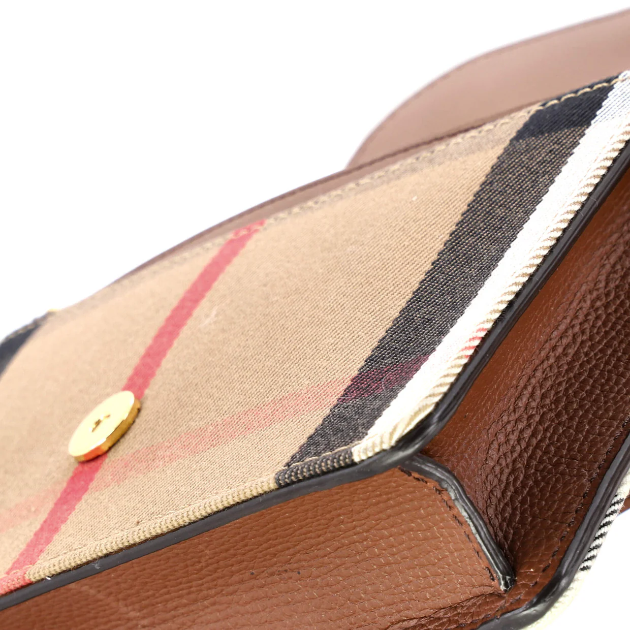 Hampshire Wallet on Chain Leather and House Check Canvas - Deep Luxury