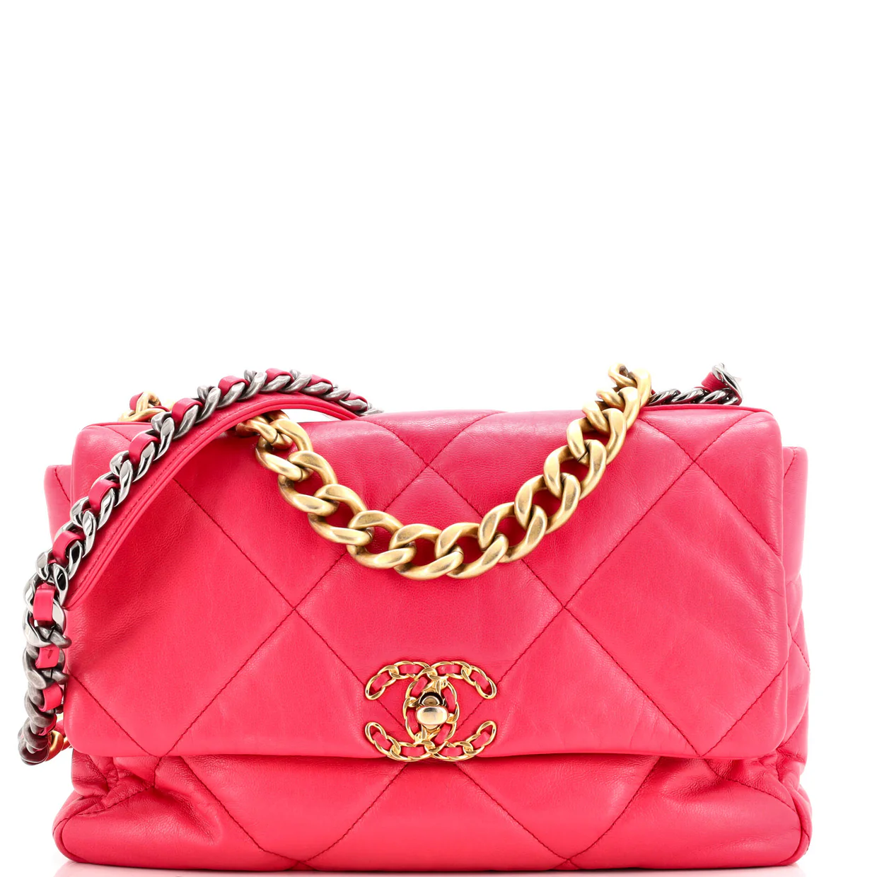 19 Flap Bag Quilted Leather Large - Deep Luxury