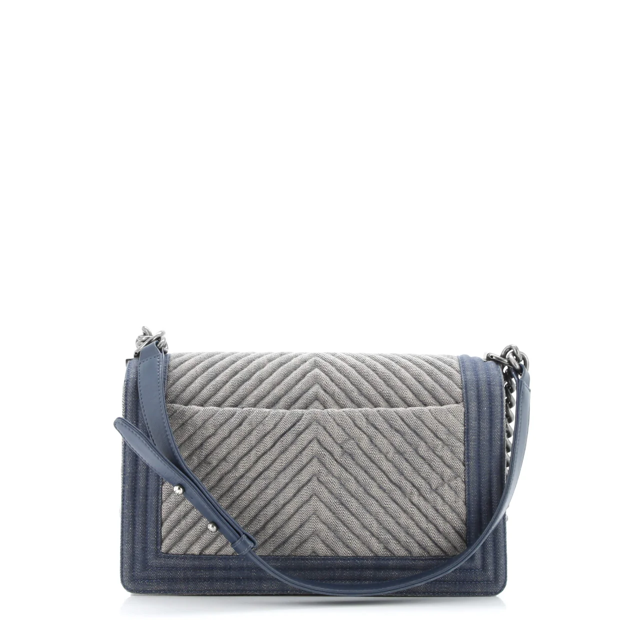 Boy Flap Bag Chevron Denim Old Medium - Deep Luxury