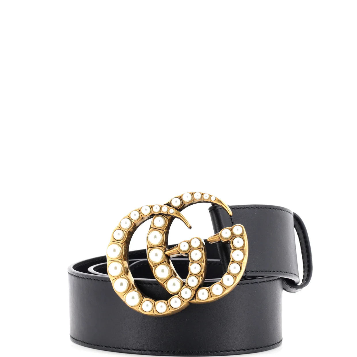 Pearly GG Marmont Belt Leather Wide - Deep Luxury
