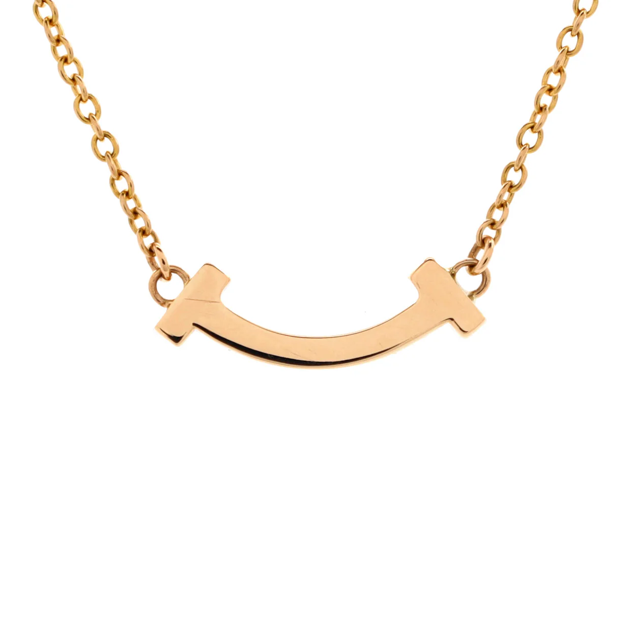 T Smile Pendant Necklace 18K Yellow Gold Mini - Deep Luxury