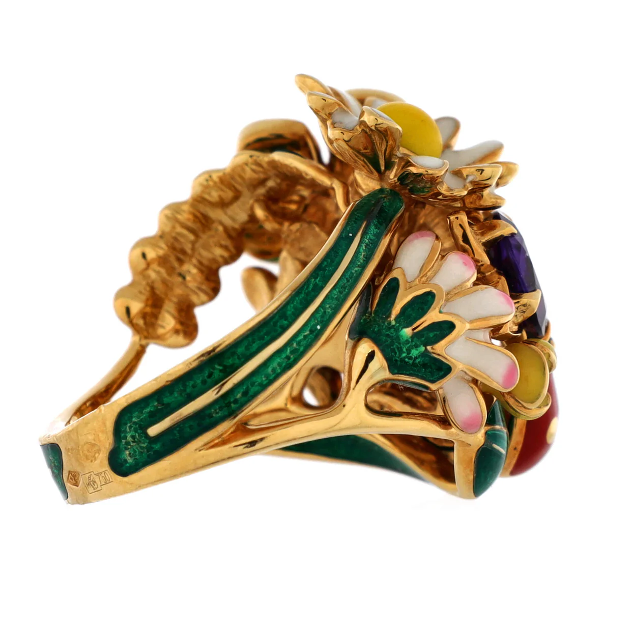 Diorette Cocktail Ring 18K Yellow Gold with Diamond, Amethyst and Lacquer Medium - Deep Luxury