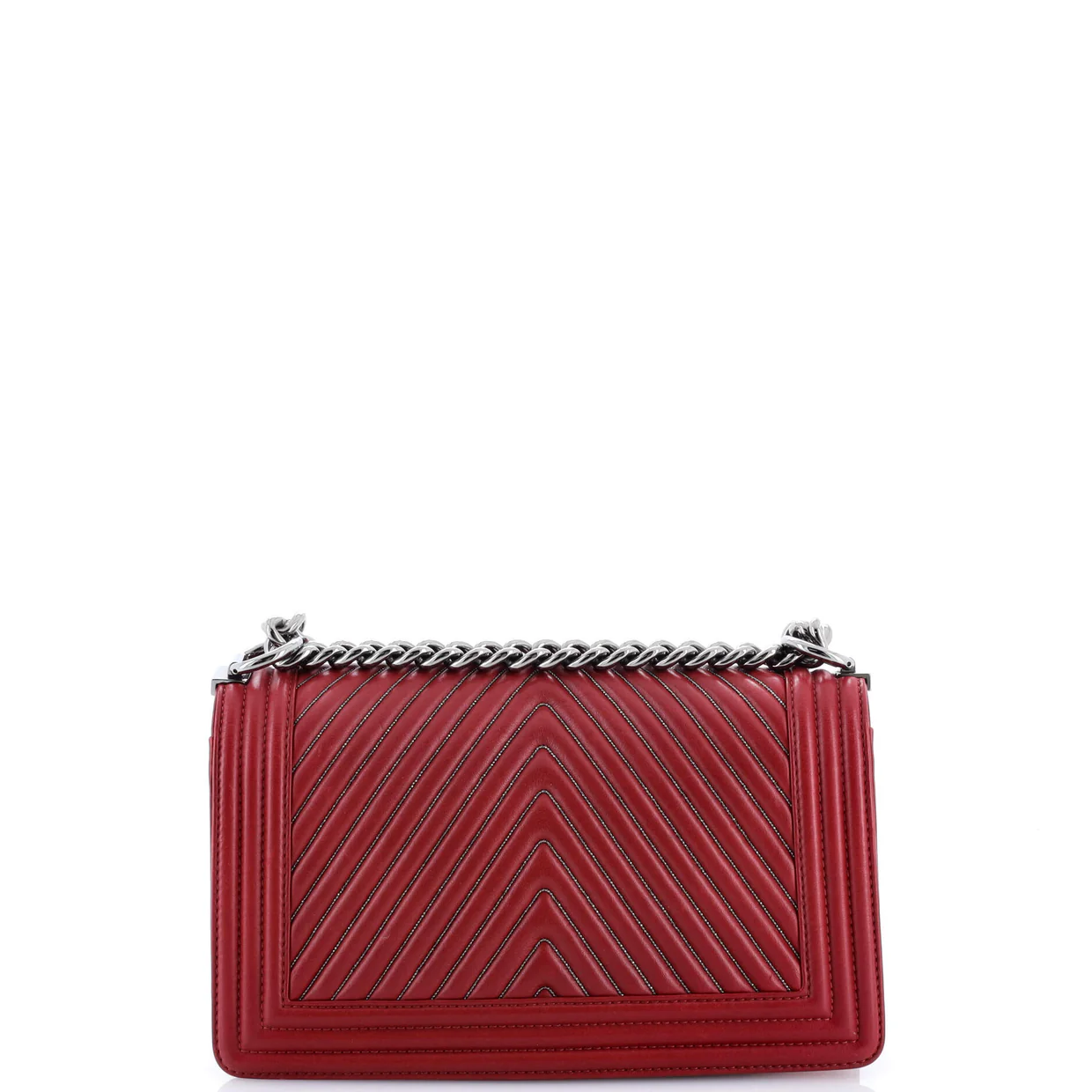 Boy Flap Bag Chevron Calfskin with Micro Chain Detail Old Medium - Deep Luxury