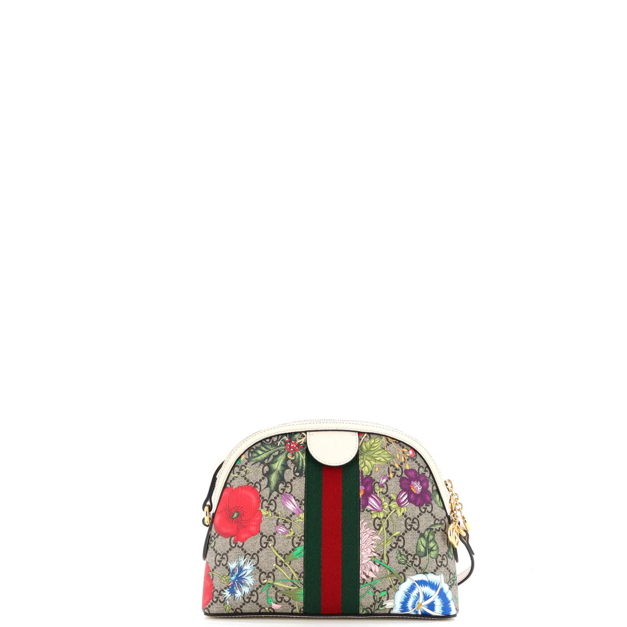 Ophidia Dome Shoulder Bag Flora GG Coated Canvas Small - Deep Luxury