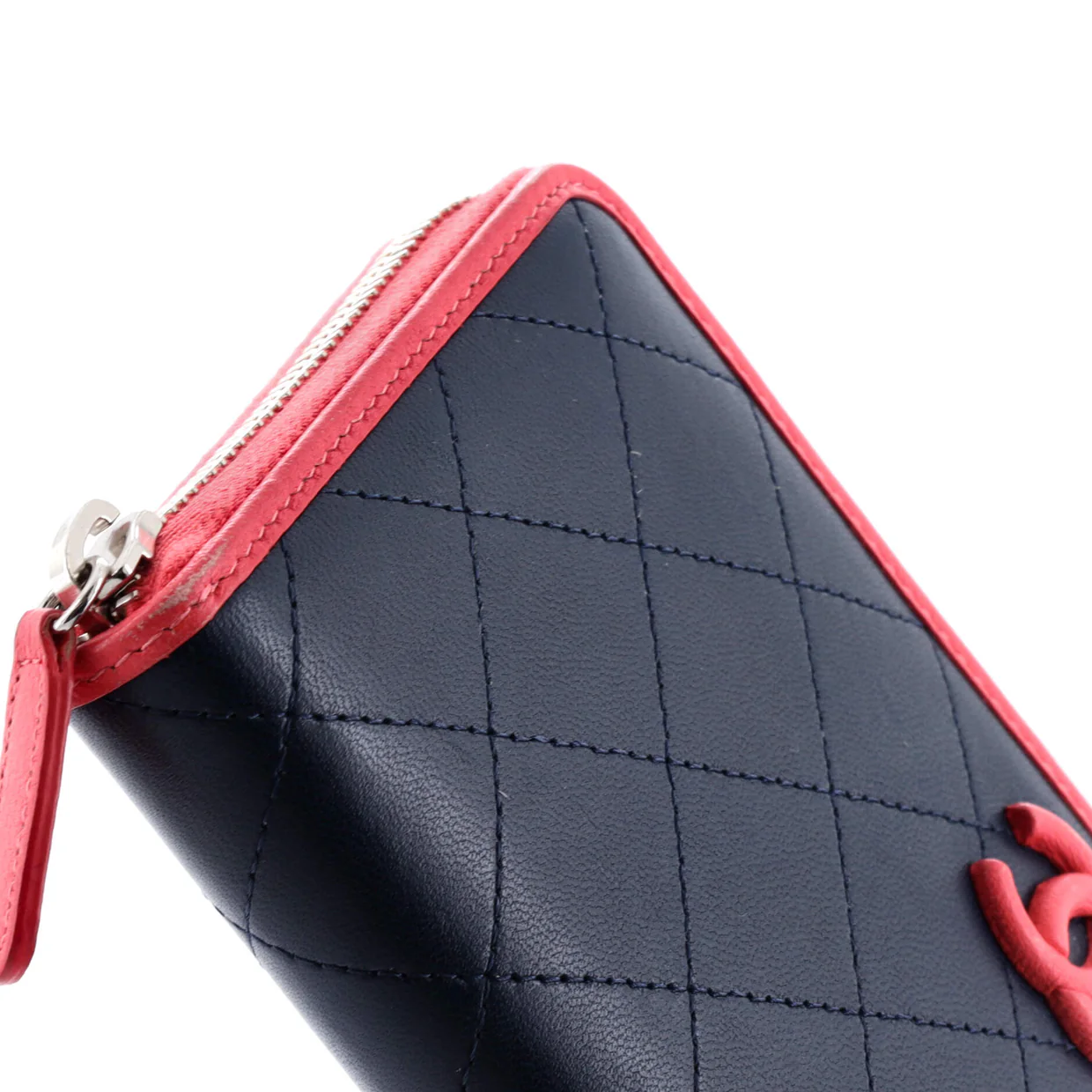 CC Zip Around Wallet Stitched Lambskin Long - Deep Luxury