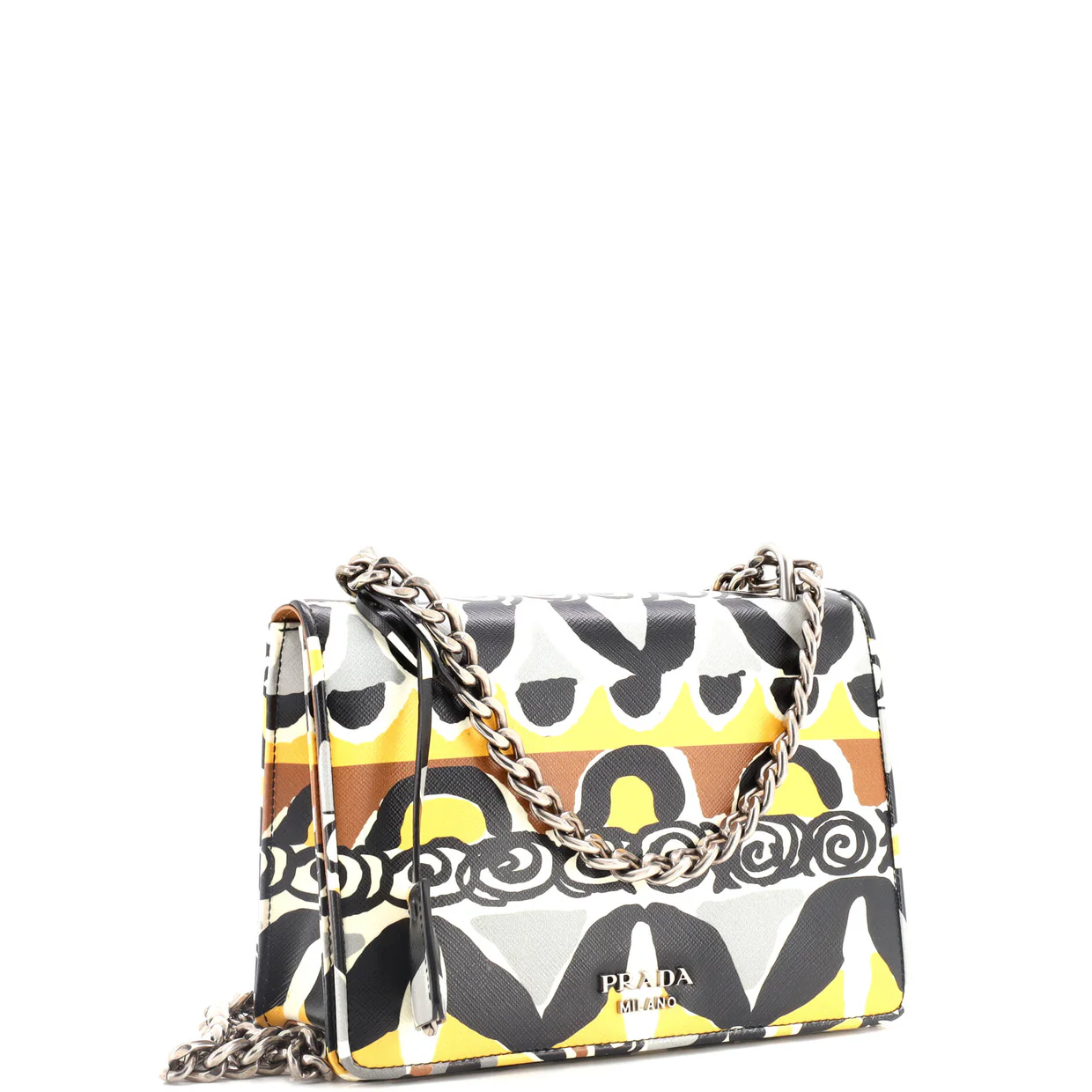 Chain Flap Bag Printed Saffiano Leather Medium - Deep Luxury