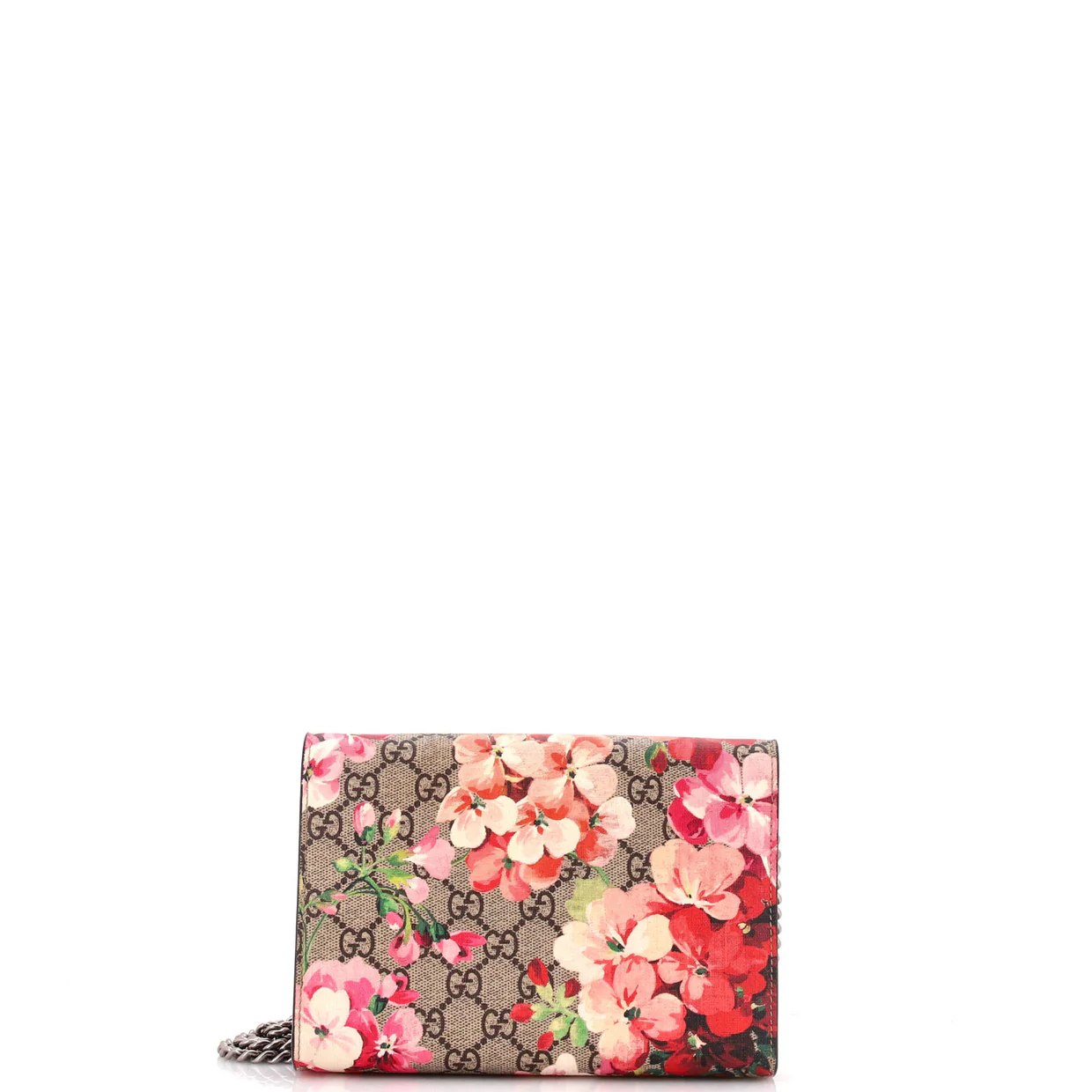 Dionysus Chain Wallet Blooms Print GG Coated Canvas Small - Deep Luxury