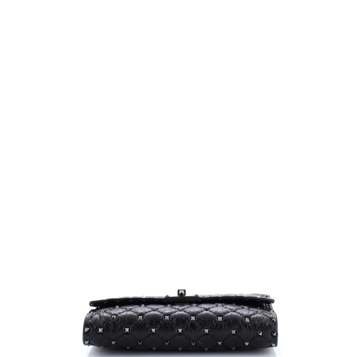 Rockstud Spike Wallet on Chain Quilted Leather Small - Deep Luxury