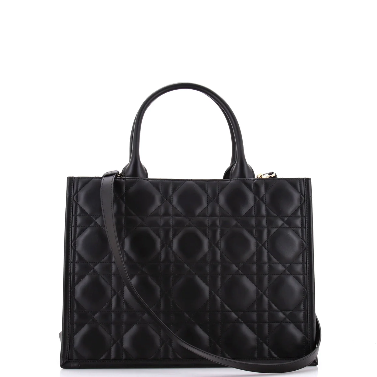 Book Tote with Strap Macrocannage Quilt Calfskin Large - Deep Luxury