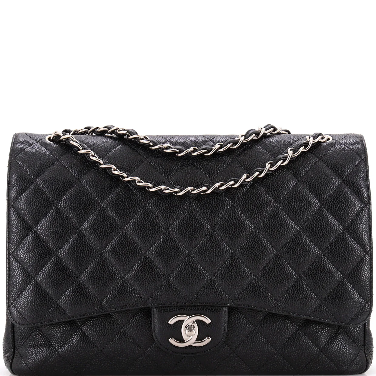 Classic Double Flap Bag Quilted Caviar Maxi - Deep Luxury