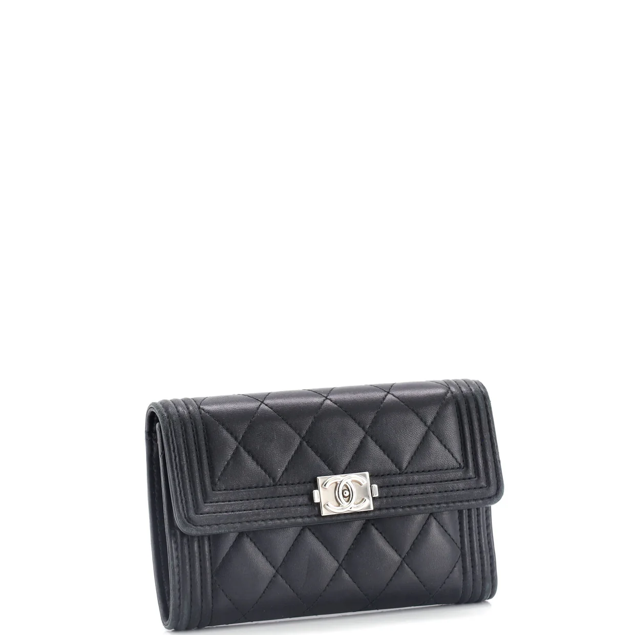 Boy Trifold Flap Wallet Quilted Lambskin Medium - Deep Luxury