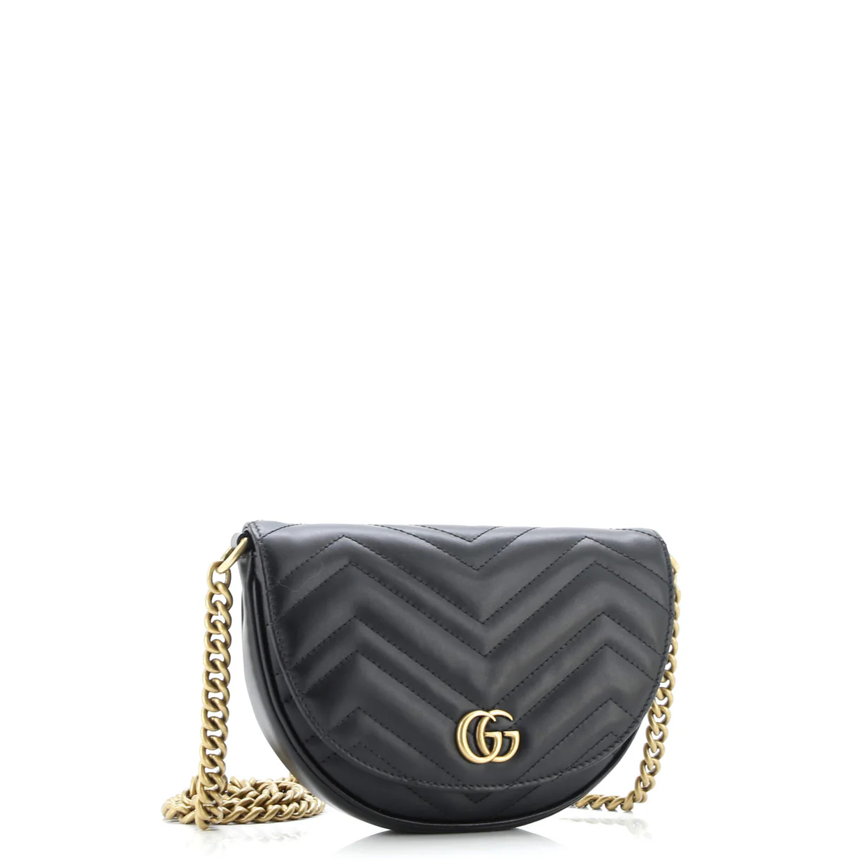 GG Marmont Half Moon Flap Crossbody Bag Matelasse Leather Mini - Deep Luxury