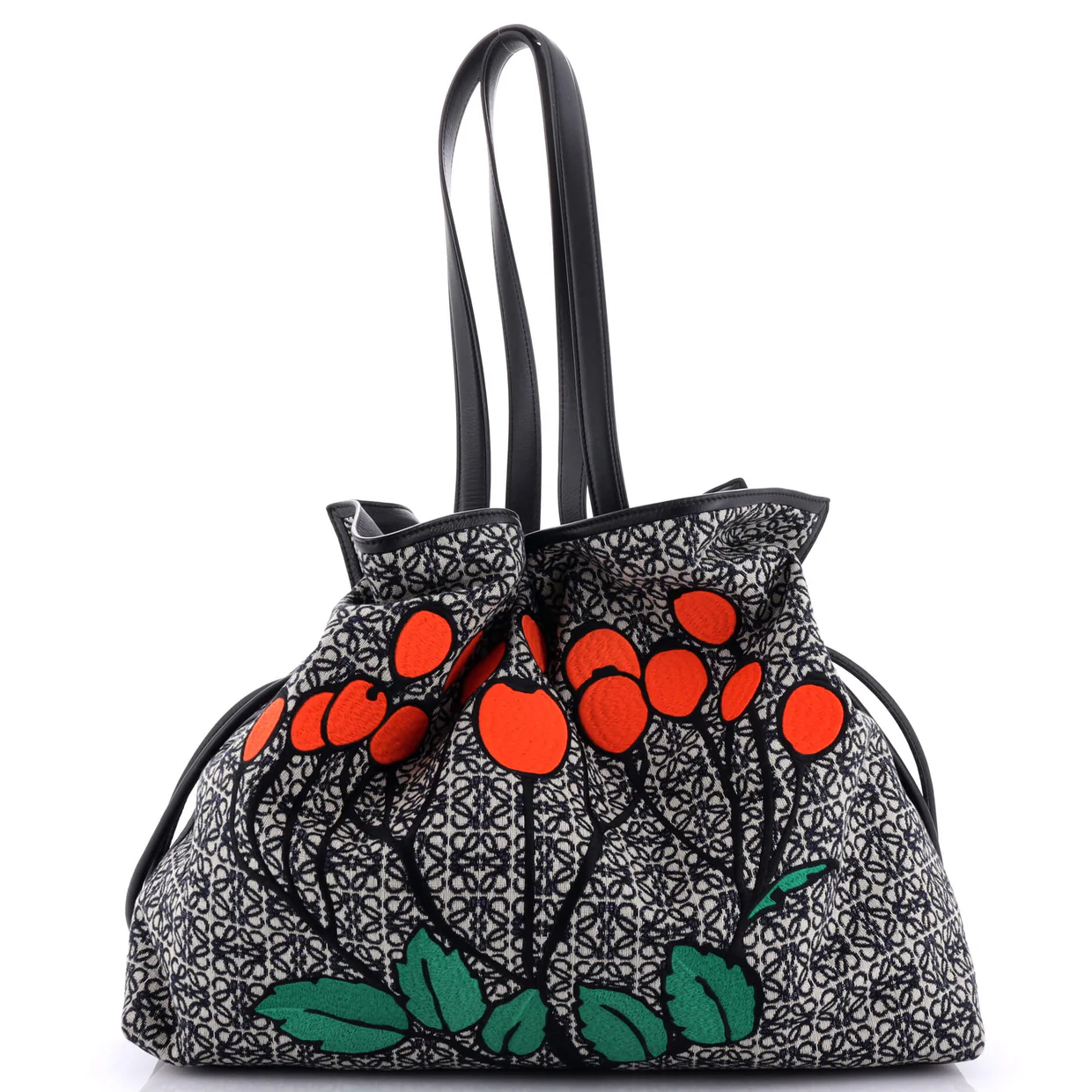 Flamenco Knot Bag Embroidered Anagram Jacquard XL - Deep Luxury