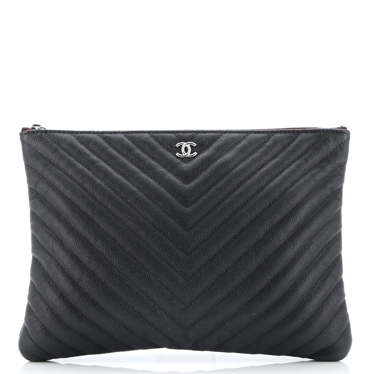 O Case Clutch Chevron Caviar Medium - Deep Luxury